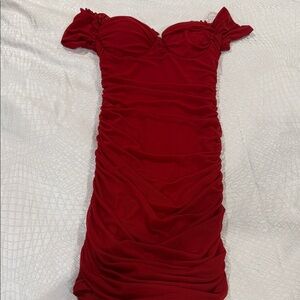 Windsor Ruby Off-Shoulder Mini Dress